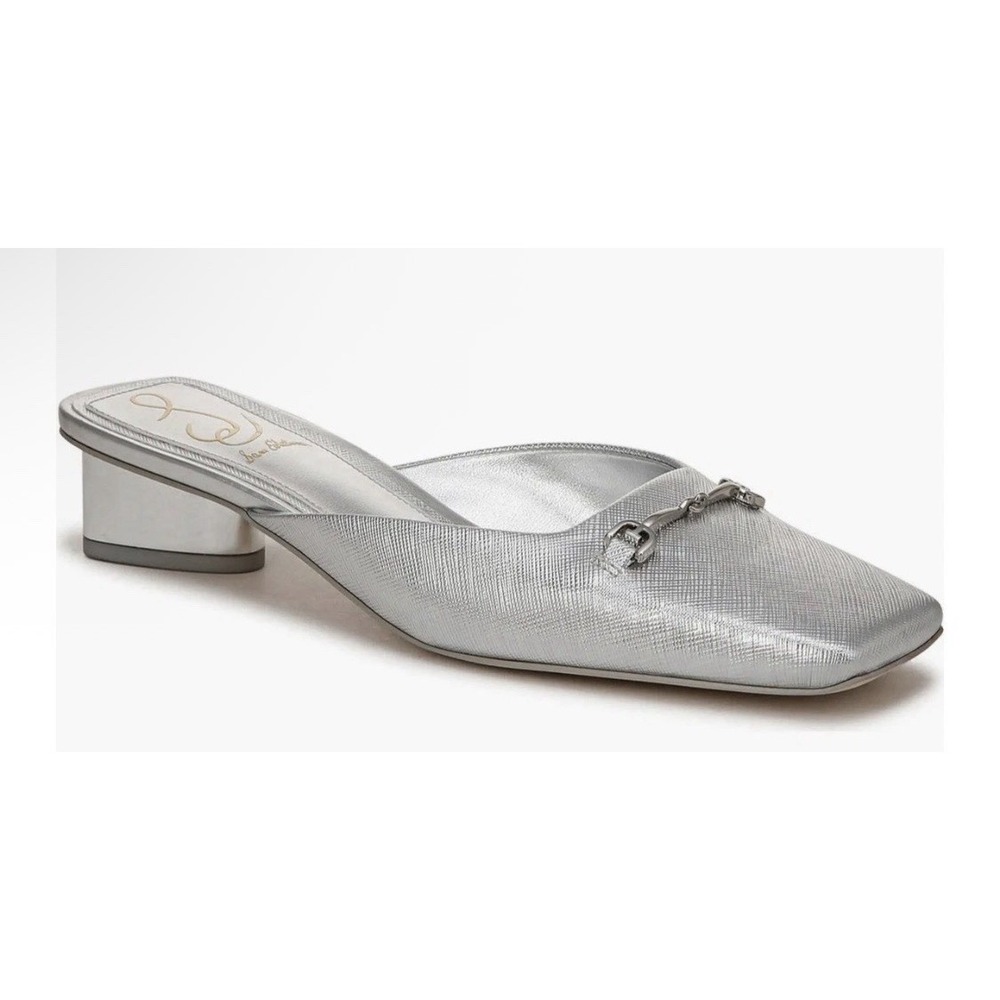 Sam Edelman Women Ollie Square Toe Bit Mule in Silver Size 6.5 Equestrian